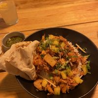 Jackfruit rice dish at Vegan Junkies in Lisbon