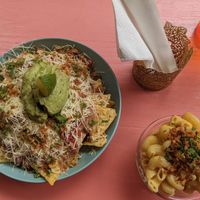 Nachos and mac and cheese at Vegan Junkies in Lisbon