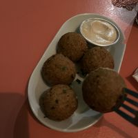 risotto type cheese balls  at Vegan Junkies in Lisbon