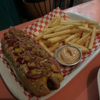 Vegan hot dog  at Vegan Junkies in Lisbon