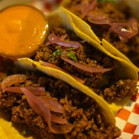 Chorizo tacos at Vegan Junkies in Lisbon
