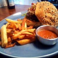 Homemade ketchup, fries and "Mathematics" at Vegan Junkies in Lisbon