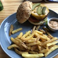 Beyond cheeseburger  at Vegan Junkies in Lisbon