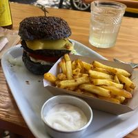 Black bun burger at Vegan Junkies in Lisbon