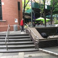View of awning from 49th street (note, you must go inside plaza to enter the restaurant, and the awning says  "MOTHER," not MTHR at MTHR Vegan in New York City