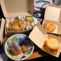 MTHR Cracked Wheat burger, Crispy Cauliflower tacos, Nashville Hot Chik’n sandwich, MTHR Salad with chik’n fried tofu and orange ginger dressing, Beyond burger, fries, chips at MTHR Vegan in New York City