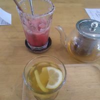 Watermelon juice and herbal tea at Canvas Cafe in Sanur