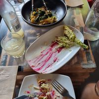 Zucchini flowers and pasta! at Yulli's in Surry Hills