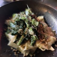 Papardelle and gyoza (pardon the blur)  at Yulli's in Surry Hills