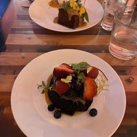Chocolate cake and toffee pudding  at Yulli's in Surry Hills