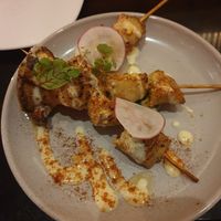 Grilled mushroom souvlaki skewers $15.50 at Yulli's in Surry Hills