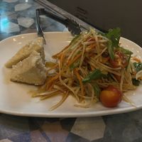 Crispy tofu and papaya salad (banquet second course)   at Yulli's in Surry Hills