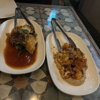 BBQ brown mushrooms and roasted adobo cauliflower (banquet third  course)   at Yulli's in Surry Hills