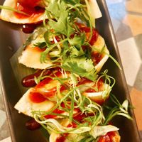 Kale & Saltrush Gyoza  at Yulli's in Surry Hills