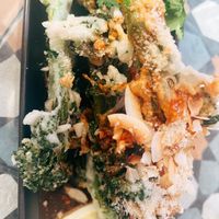 Korean Fried Broccolini   at Yulli's in Surry Hills