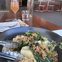 Wish I took a photo of dishes BEFORE we started tucking in!   at Yulli's in Surry Hills