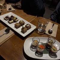 Passion fruit cheesecake, sticky date, berry crumble  at Yulli's in Surry Hills