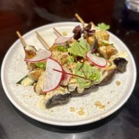 Mushroom skewers   at Yulli's in Surry Hills