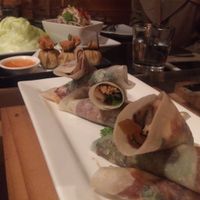 Viet pancakes (a la Peking duck wrappers) w/ crispy tofu skin and king mushroom at Yulli's in Surry Hills