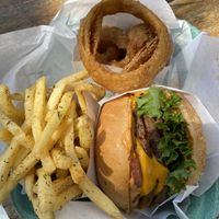 Wild West and onion rings   at Burger Patch in Sacramento