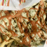 Fries with bbq sauce and ranch  at Burger Patch in Sacramento