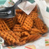 Basket of sweet spuds   at Burger Patch in Sacramento