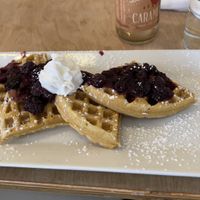 Vegan Waffles and Coconut Whipped Cream at The Leisure Club in Pensacola