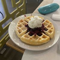 Vegan waffles, vegan toppings   at The Leisure Club in Pensacola