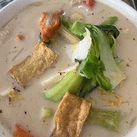 Veggie laksa (noodles at the bottom)  at West End Vegan Restaurant in West End