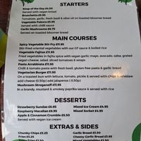 Menu as of May 2023 at Inn On The Loch in Lanark