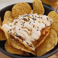 Nachos with soy and sour cream at Uh Mami in Zaragoza