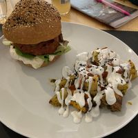 The burger and bravas-   at Uh Mami in Zaragoza