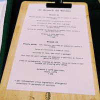 Brunch menu at Walden in Milan