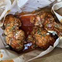 Buffalo citrus cauliflower wings (TRY THESE!) at Vegan Food House in Dallas