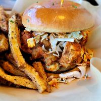 Nashville hot chick'em (oyster mushroom) at Vegan Food House in Dallas