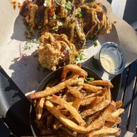 Crispy chicken + fries  at Vegan Food House in Dallas