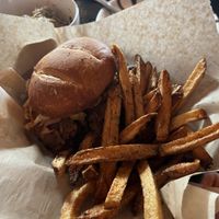 Nashville hot chikn sandwich (fried oyster mushroom 😻)  at Vegan Food House in Dallas