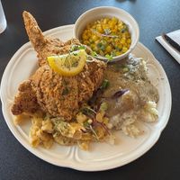 Southern Dinner Lunch Plate
Creole fish fried oysters, smashed potatoes & corn. Served with Garlic Toast. at Vegan Food House in Dallas