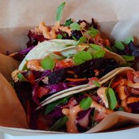 Cajun fried "fish" tacos at Vegan Food House in Dallas