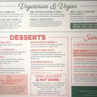 Menu at Harvester in North Shields