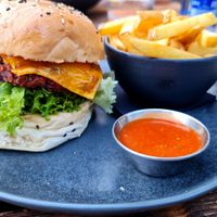 Vegan burger at The Olive Tree in Mallorca