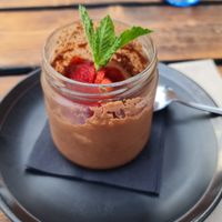Chocolate mousse at The Olive Tree in Mallorca