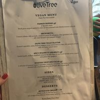 Vegan menu as at 4th August 2019 🌱 at The Olive Tree in Mallorca