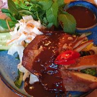 Vegan duck with pepper sauce at Hang's in Zurich