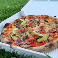 Pizza Ortolana with vegan cheese. Delicious ! at Dieci Pizza in Rapperswil-jona