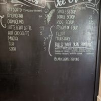 Drinks menu at Blue Spruce Ice Cream in Courtenay