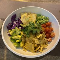 Poke bowl - Super delicious lentil curry as a base  at Pumpkin and Beetroot in Ubud