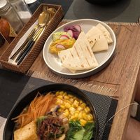 Ramen and bread&dip at Pumpkin and Beetroot in Ubud