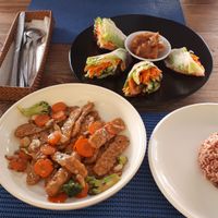Summer rolls and teriyaki tempe at Pumpkin and Beetroot in Ubud