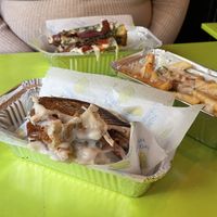 Vegan truffly sandwich, veganissimo and vegan cheese fries  at V Temple Bar in Dublin